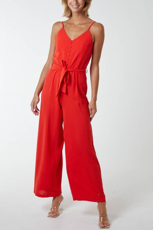 BUTTON FRONT STRAPPY JUMPSUIT