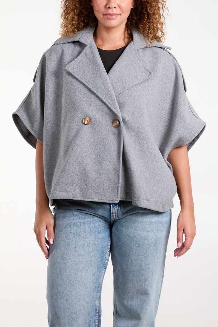DOUBLE BREASTED LAPEL SHORT CAPE