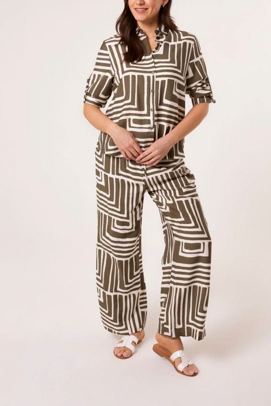 GEOMETRIC PRINT SHIRT & TROUSER CO-ORD SET