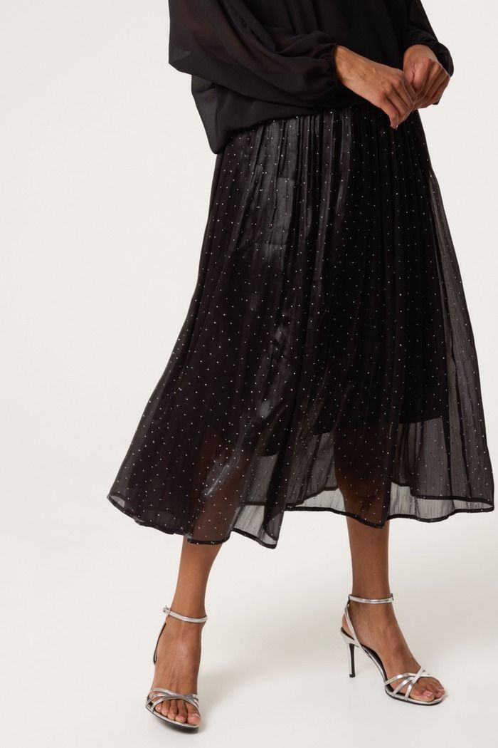 DIAMANTE EMBELLISHED SHIMMER MIDI SKIRT