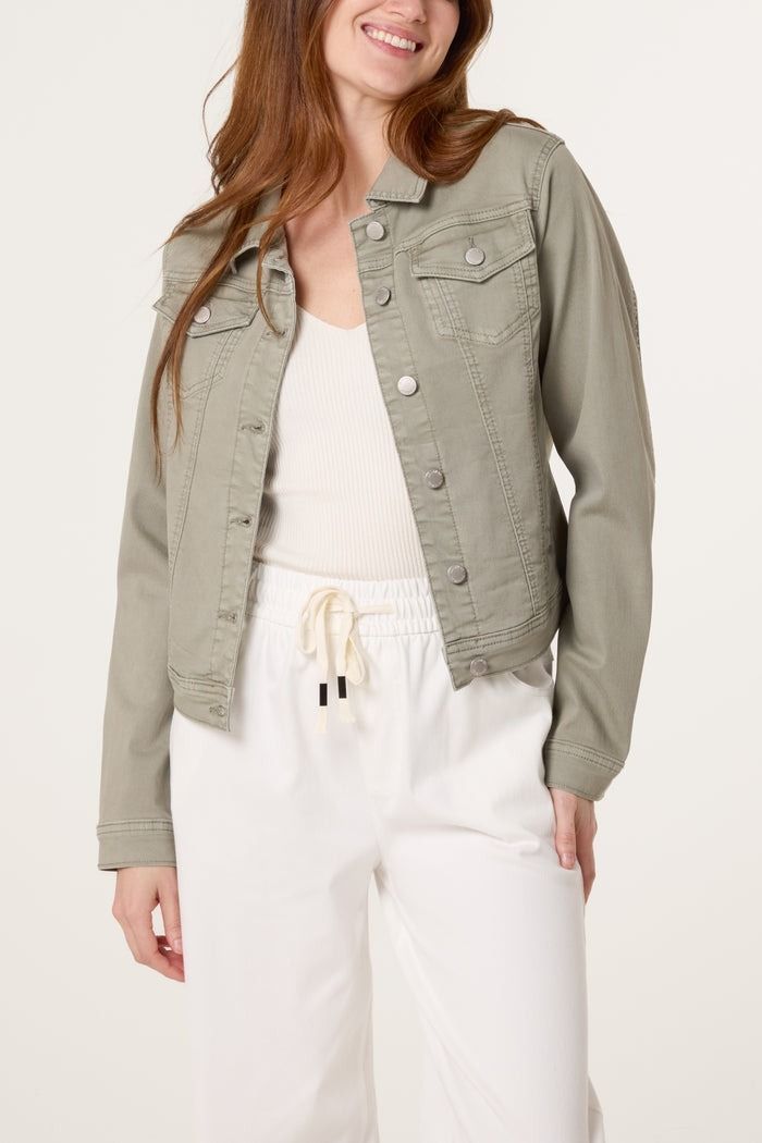STRETCH KHAKI DENIM JACKET