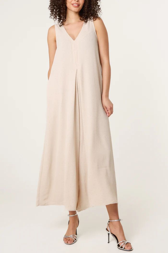 DIAMANTE EMBELLISHED WIDE LEG JUMPSUIT