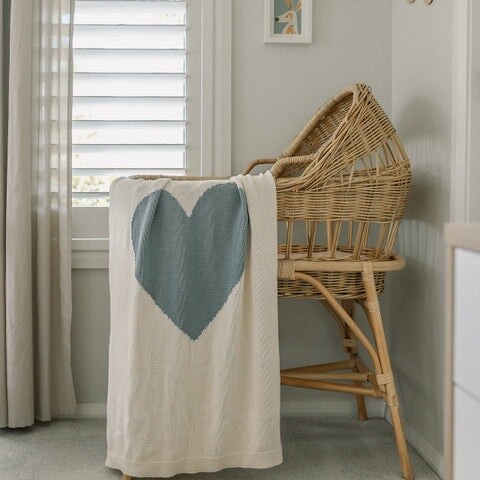 Baby Blanket Alimrose, Style: HeartNatural&amp;Blue