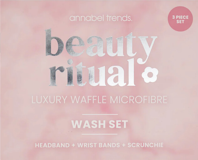Luxury Beauty Waffle Wash Set 3pc, Colour: Dusty Pink