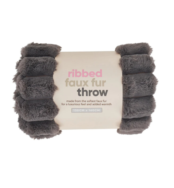 Throw Ribbed Fur Luxe, Colour: Grey