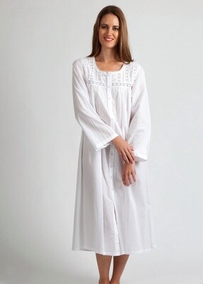 Nightwear White Long Sleeve open button