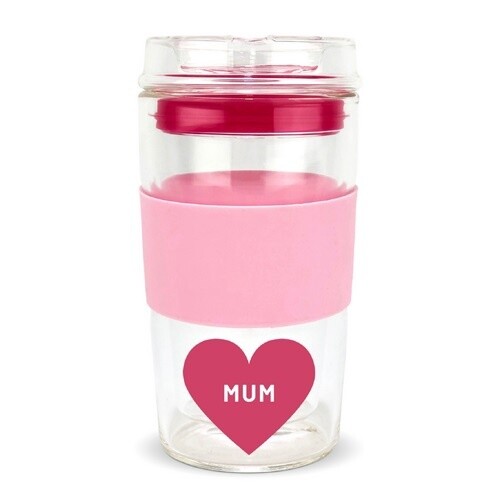 Travel Cup - Glass 12oz - IOco, Colour: Pink Mum