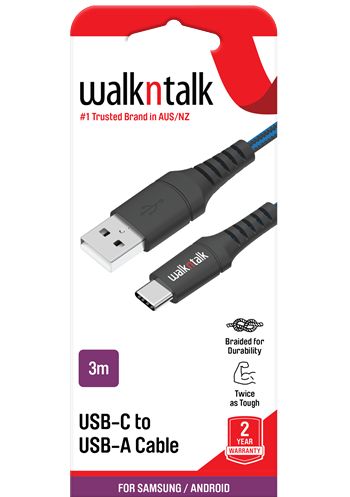 Charging Cable USB-C to USB-A - 3 mtrs