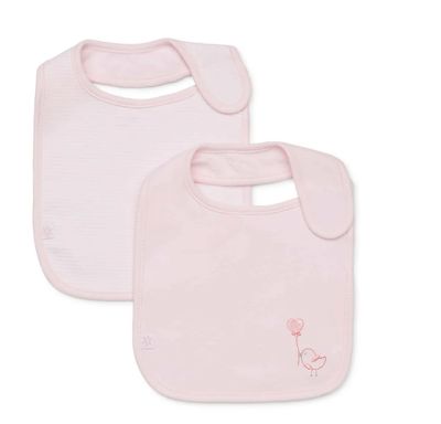 Bib 2pk Pink Bird/Stripe - Marquise
