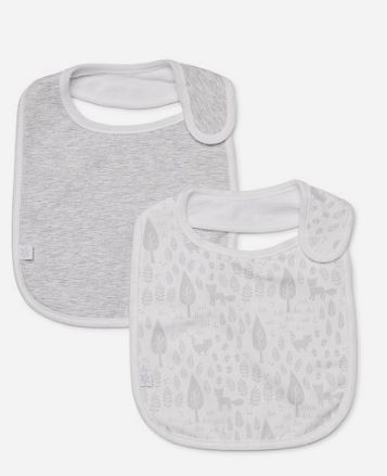 Bib 2 pack Grey Print/Stripe - Marquise