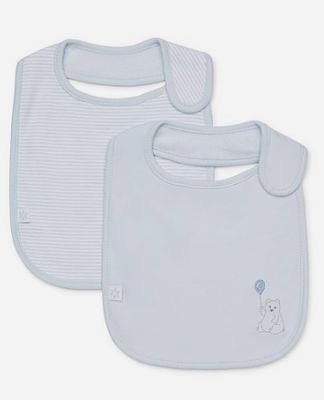 Bib 2pk Blue Bear/Stripe - Marquise