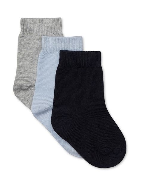 Socks 3pk navy/blue/grey marle - Marquise, Size: 1-2 years