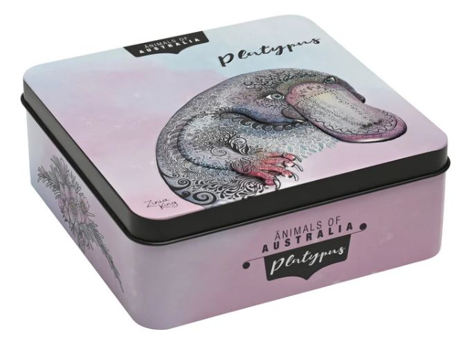 Animals of Australia &quot;Platypus&quot; Embossed Tin - Macadamia butter finger biscuits