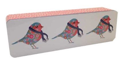 Grandma Wild Embossed Patchwork Robin Tin - Clotted Cream Shortbread