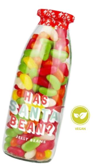 Treat Kitchen Xmas Message in a Bottle Has Santa Bean - Jelly Beans