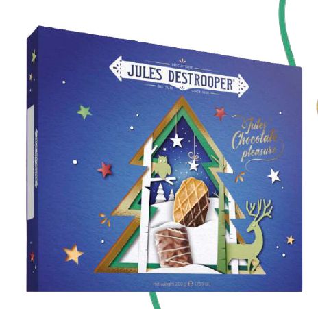 Jules Destrooper Xmas Tree Gift  Box - Choc dipped Butter crisp &amp; Choc assortment