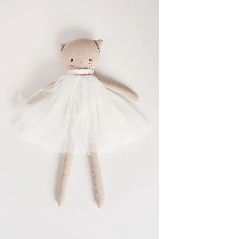 Aurelie Linen Cat Doll 48cm Ivory