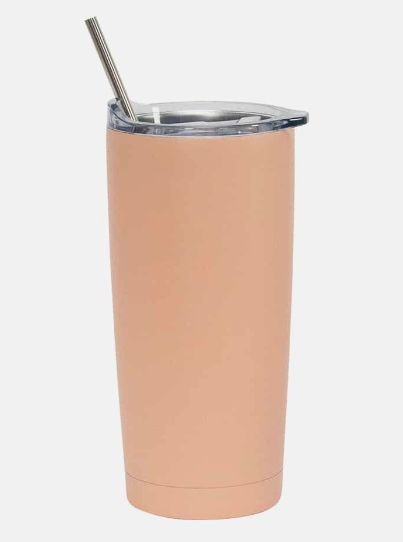 Smoothie Cup with straw - Stainless - 500ml, Colour: Peach