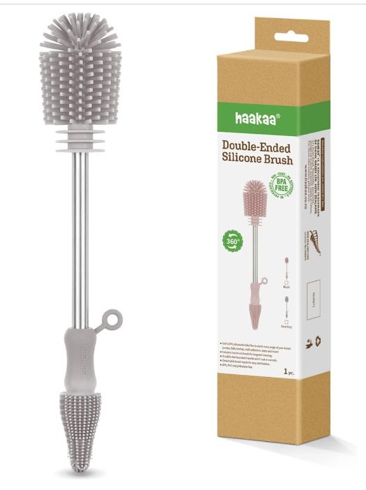 Silicone Double-Ended Bottle Brush (Haakaa), Colour: Grey