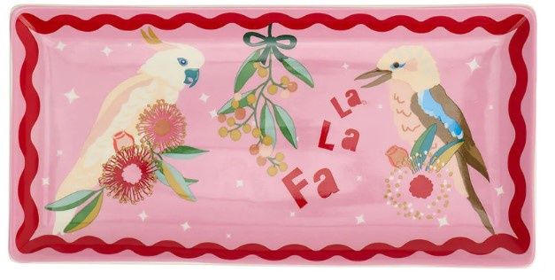 Christmas Plate - Festive Birds - Rectangle