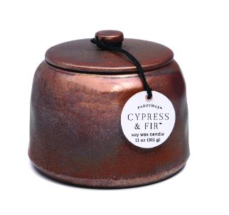 Candle Cypress &amp; Fir Bronzed Glazed Ceramic - Christmas
