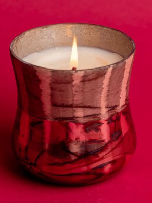 Candle Cypress &amp; Fir Frosted Copper Metallic Glass - Christmas