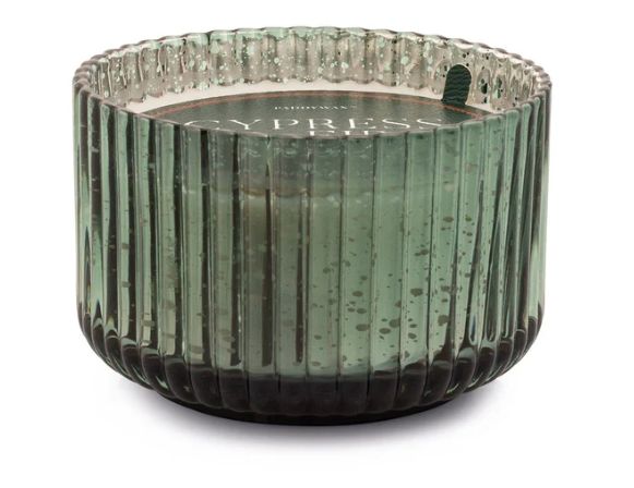 Candle Cypress &amp; Fir 15oz Ribbed Glass - Christmas, Colour: Mercury