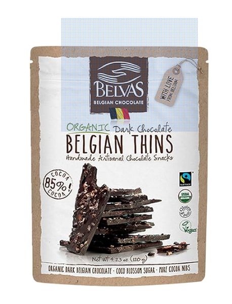 Belvas Dark Choc 85% with Cocoa Blossom Sugar &amp; NIbs (organic, FT,GF/VEGAN)