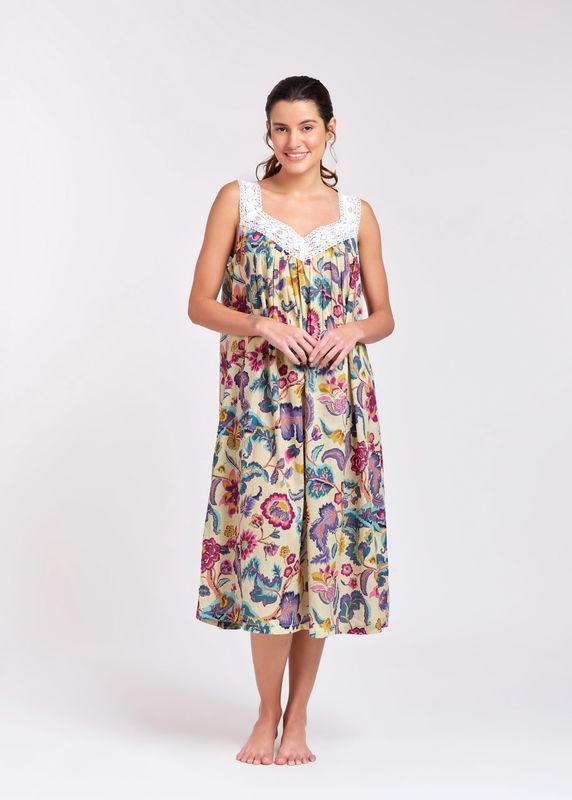 Nightwear - LACE V-Neck Sleeveless - Cotton