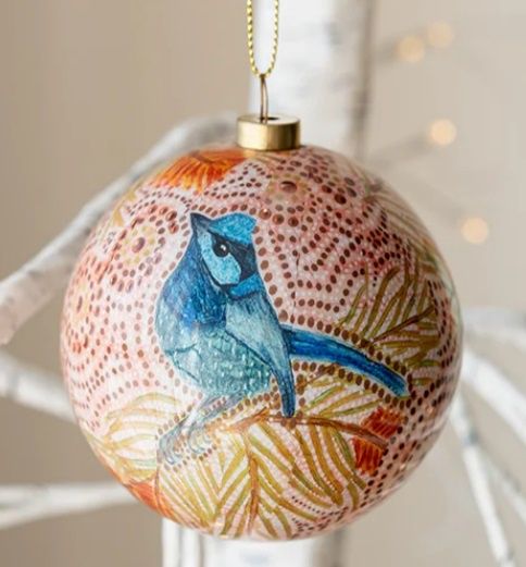 Aboriginal Blue Wren Bauble