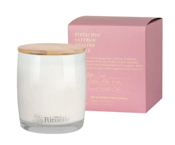 CANDLE Scented - small 140g, Scent: Pistachio Saffron Praline Maple