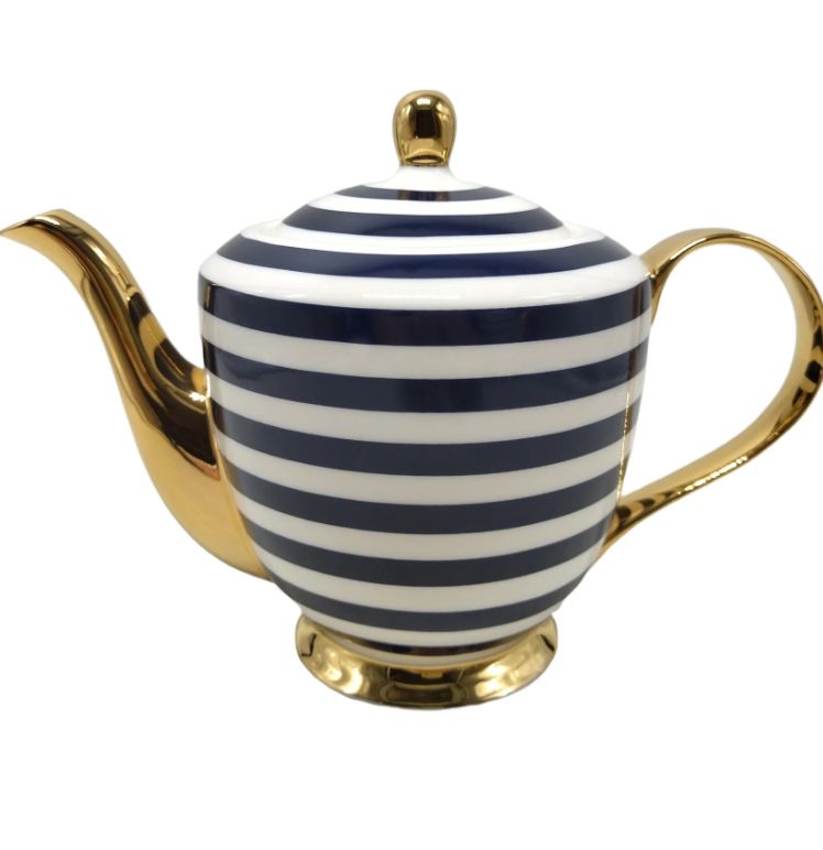 Teapot - 900ml - Fine China LyndalT, Pattern: Stripe