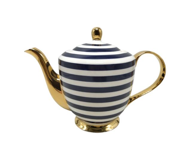 Teapot - 1350ml - Fine China LyndalT, Pattern: Stripe