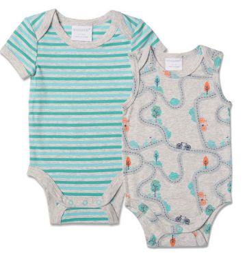 Bodysuit 2pk Combo Bicycle Blue Print, Size: 0000