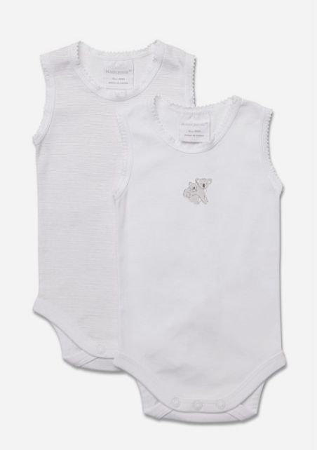 Bodysuit sleeveless - 2pk Koala Grey/White Stripe, Size: 00000
