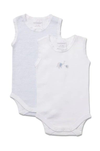Bodysuit sleeveless - 2pk Elephant Blue/White Stripe, Size: 00000