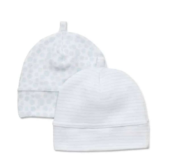 Beanie Blue dot\blue stripe 2pk - Marquise, Size: up to 3KG