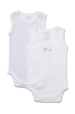 Bodysuit sleeveless - 2pk Elephant Blue/White Stripe