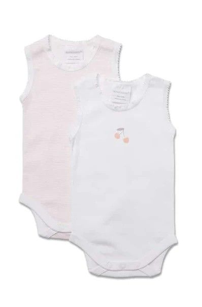 Bodysuit sleeveless - 2pk Cherry Pink/White Stripe, Size: 00000