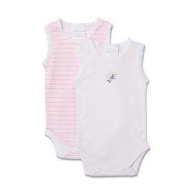 Bodysuit sleeveless - 2pk white &amp; pink flower, Size: 000
