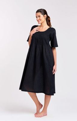 Dress - Shirred Bodice - Black