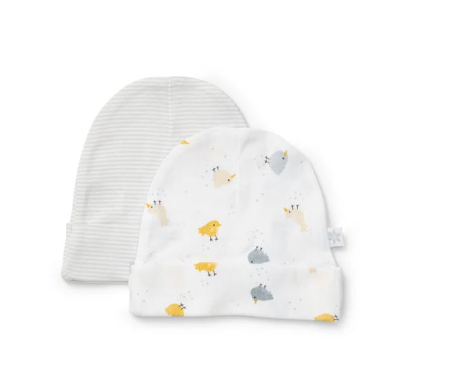 Beanie 2Pk Chick/Stripe - Marquise, Colour: Chicks/Stripe, Size: Medium