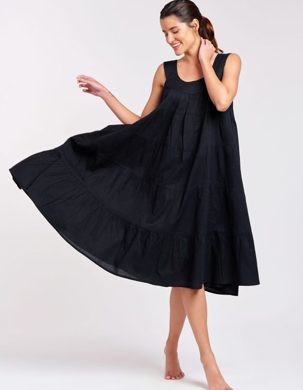 Dress - Tiered Sleeveless - Black