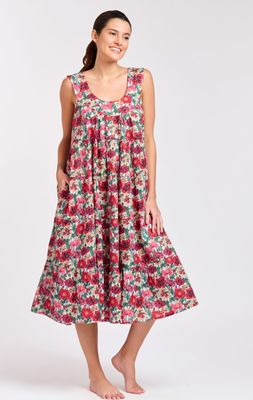 Dress - Tiered Sleeveless - Cotton Poppy Red