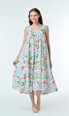 Dress - Tiered Sleeveless - Cotton Watercolour Flowers