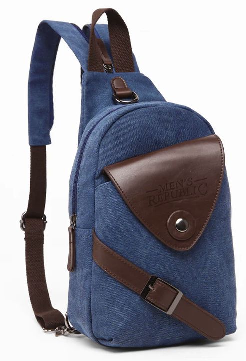 Men&#39;s Republic Canvas Single Strap Sling Bag, Style: Blue Canvas