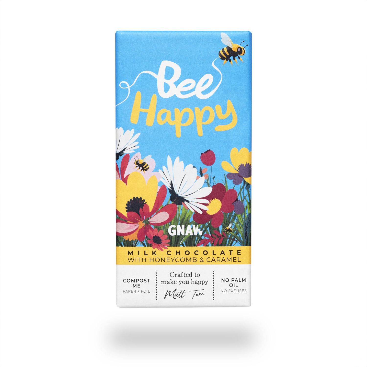 Chocolate Bars 80g - GNAW Message, Name: Bee Happy