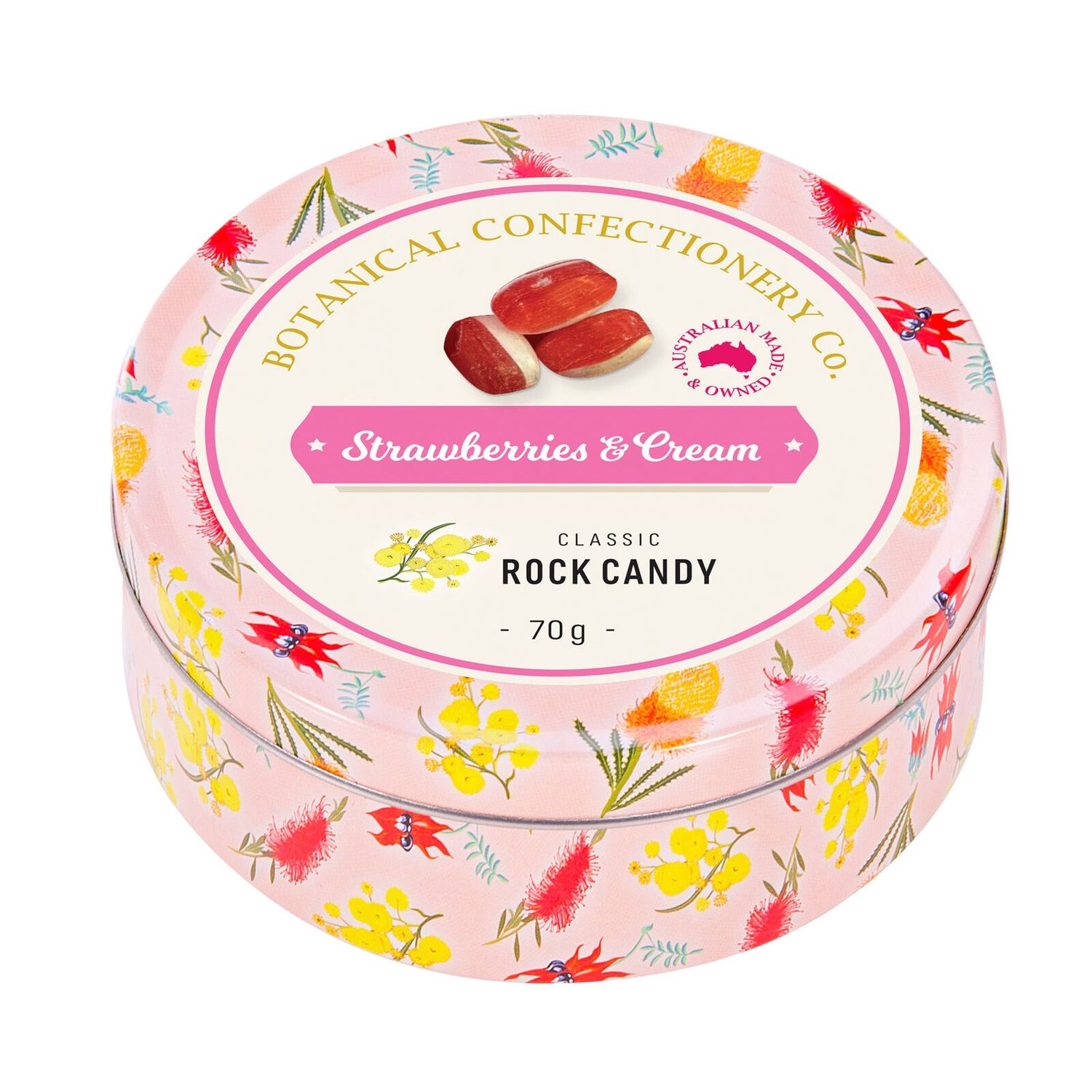 Rock Candy 70g - TIN, Flavour: Strawberries &amp; cream