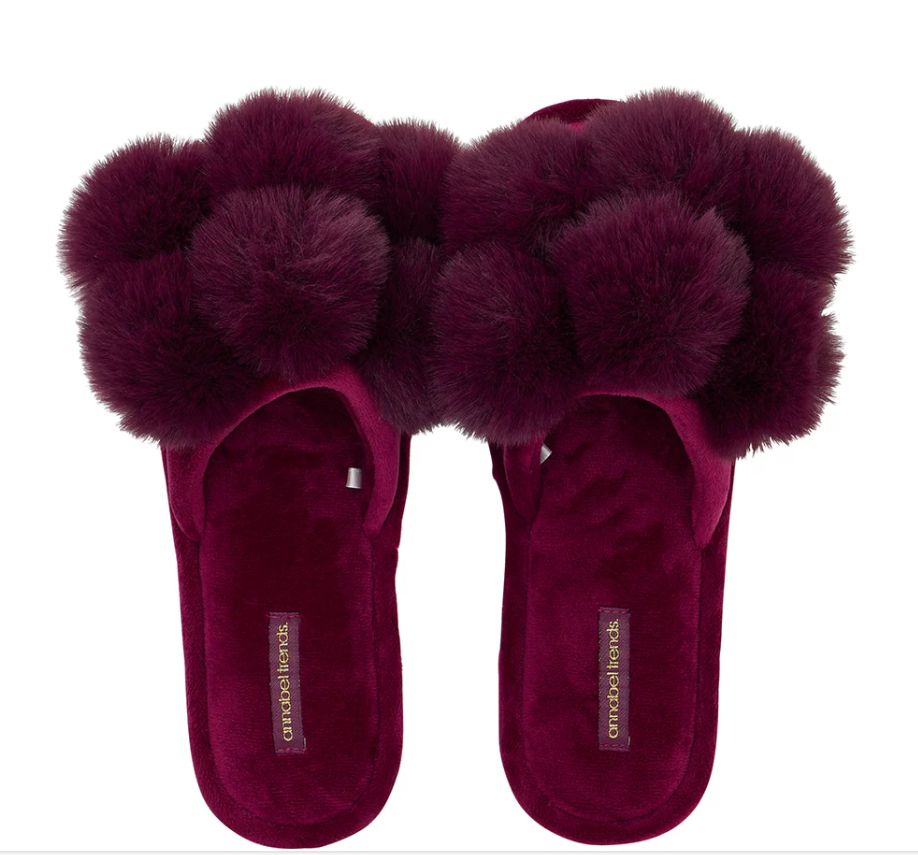 Slippers Open Toe - Ladies Cosy Luxe, Colour: Mulberry, Size: Medium