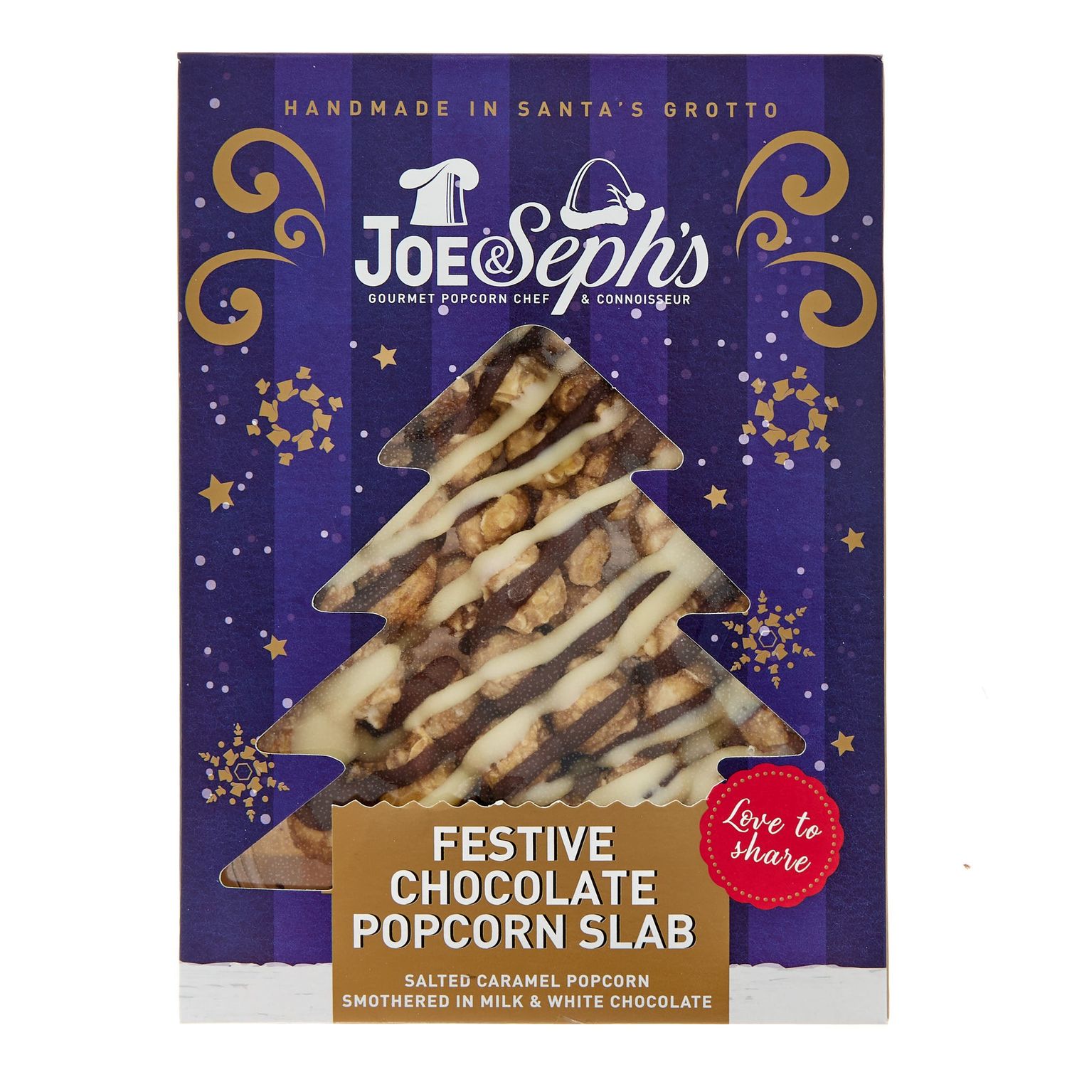 Joe &amp; Seph&#39;s Chocolate Popcorn Slab - 115g, Name: Festive Chocolate Popcorn